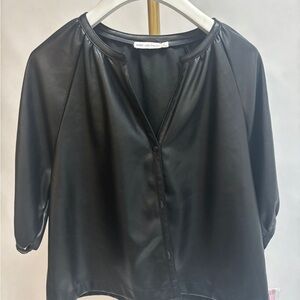 Avec Les Filles Black 3/4 Sleeve Blouse